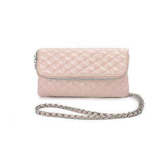 Chain-strap Quilted Patent Cross Bag Pink - One Size