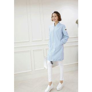 Lettering-patch Long Zip-up Jacket