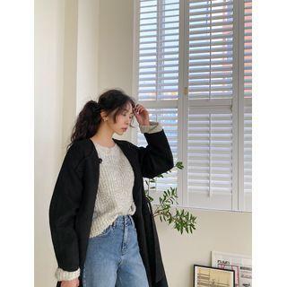 Plus Size Pure Wool Coat With Sash
