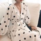 3/4-sleeve Polka Dot Midi Dress