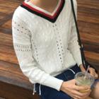 Perforated V-neck Sweater