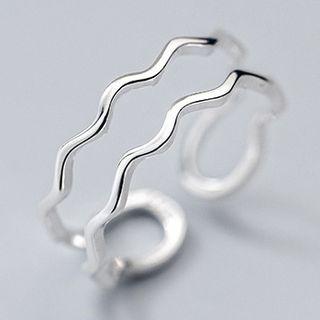 Wavy Layered Sterling Silver Open Ring 1 Pc - Silver - One Size