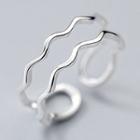 Wavy Layered Sterling Silver Open Ring 1 Pc - Silver - One Size