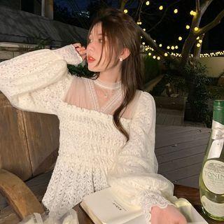Sheer Panel Sweater Almond - One Size