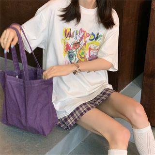 Elbow-sleeve Doodle T-shirt