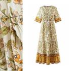 Floral Print Tassel Short-sleeve Dress