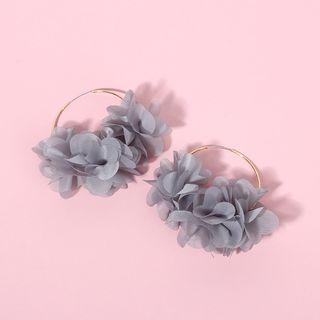 Lace Floral Ball Hoop Earrings