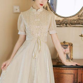 Traditional Chinese Short-sleeve Sequined Dress