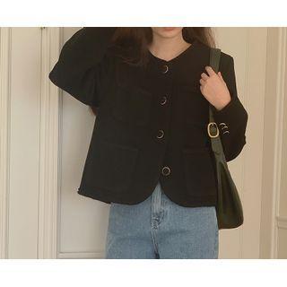 Frayed Multi-pocket Tweed Jacket