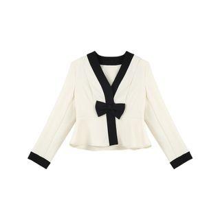 Color Block Bow Detail Jacket