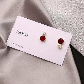 Non-matching Faux Pearl Rhinestone Disc Earring