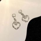 Eyelet Heart Drop Earring Silver - One Size