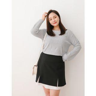 Plus Size Pleats-hem Mini Skirt