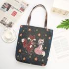Fox Embroidered Tote Bag