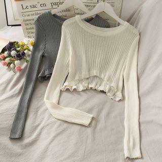 Cropped Sheer Light Knit Top