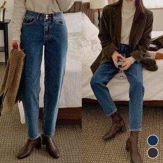 Pile-lined Tapered Jeans