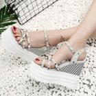 Beaded Wedge Platform Sandals