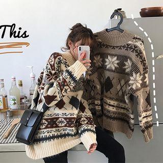 Mock-turtleneck Patterned Sweater