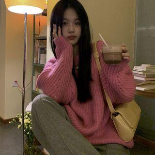 Ribbed Knit Drop-shoulder Sweater