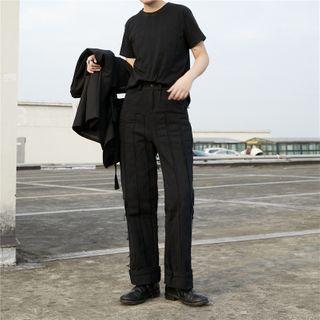Frayed Trim Straight Leg Pants