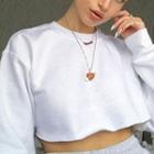 Heart Embroidered Crop Sweatshirt