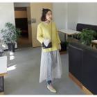 3/4-sleeve Colored Knit Top
