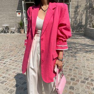 Vivid Linen Boyfriend Blazer