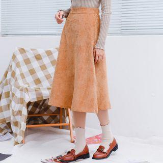 High-waist Corduroy Midi Skirt