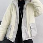 Faux-leather Two-way Fleece-lined Jacket
