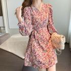 V-neck Floral Mini A-line Dress / Camisole Top