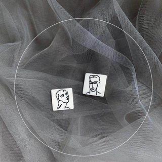 Non-matching Couple Square Earring