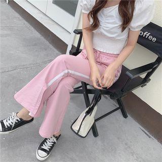 Contrast Trim Slit Pants