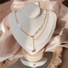 Freshwater Pearl Y Necklace Gold - One Size