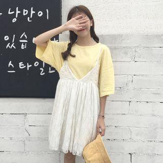 Set: Short Sleeve Tee + Lace Dress