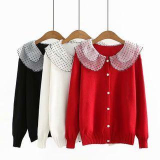 Dotted Mesh Collar Cardigan
