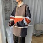 Long-sleeve Paneled Polo Shirt