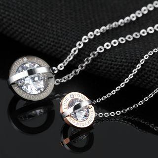 Couple Matching Rhinestone Pendant Necklace