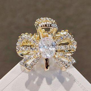 Rhinestone Floral Hair Clip Ly379 - Gold - One Size