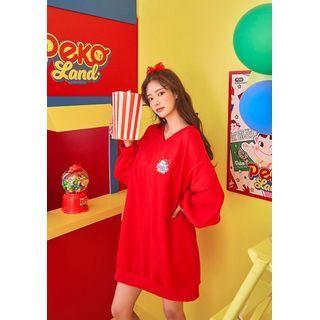 Peko Land Character V-neck Sweatshirt Dress