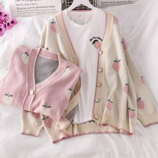Print Short-sleeve T-shirt / Peach Print Cardigan