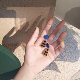 Acrylic Dotted Dangle Earring Circle - Blue - One Size