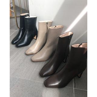 Square-toe Heeled Short Boots