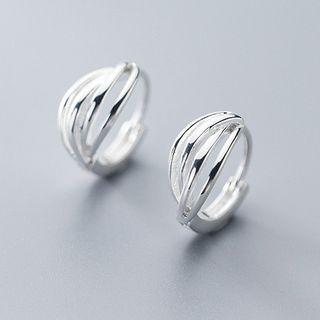 925 Sterling Silver Layered Hoop Earring 1 Pair - Huggy Earring - One Size