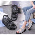 Plaid Platform Velcro Sandals