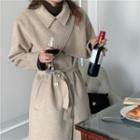 Set: Cropped Cape Jacket + Double-breasted Tie-waist Long Vest