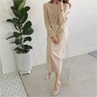 Cashmere Blend Long Knit Dress With Sash