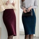 Melange Boucle-knit Pencil Skirt