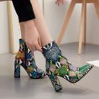 Block-heel Printed Short Boots