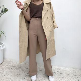 Wide Leg Plain Boot-cut Pants