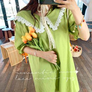 Sailor-collar Lace-trim Dress
